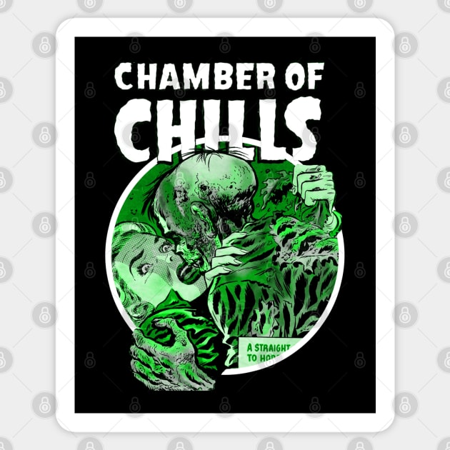 Chamber of Chills Horror Scary Comic Book Halloween Pop Culture Design Sticker by Joaddo